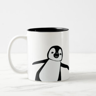 Personalisierter Name Niedlich Peeking Pinguin Hol Zweifarbige Tasse