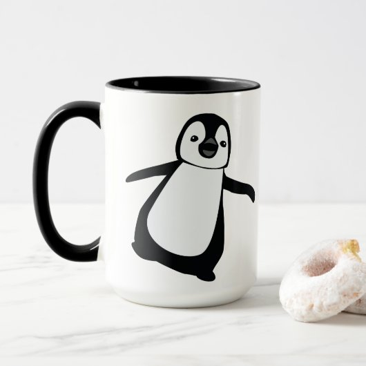 Personalisierter Name Niedlich Peeking Pinguin Url Tasse (Mit Donut)