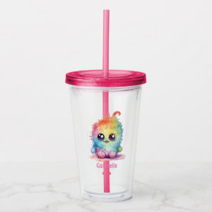 Personalisierter Name Niedlich Rainbow Color Monst Acryltrinkbecher