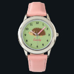 Personalisierter Name niedlich-Rosa-Igel-Mädchen b Armbanduhr<br><div class="desc">Personalisierter Name niedlich pink Igel Mädchen beobachten. Personalisierbare Armbanduhren für kleine Kinder. Girly Birthday oder Weihnachten Geschenk Idee für kleine Mädchen. Süßes Wald Tier Vektordesign. Machen Sie Ihren eigenen Zeitmesser für Tochter, Stieftochter, Enkelin, Enkelkind usw. Fügen Sie Ihren eigenen individuelle Name oder Monogramm Kinderbriefe hinzu. Grüne Polka punktet mit Hintergrundmuster....</div>