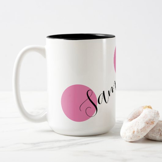 Personalisierter Name Niedlich rosa Zweifarbige Tasse (Mit Donut)