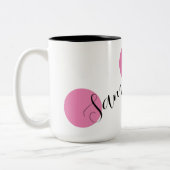 Personalisierter Name Niedlich rosa Zweifarbige Tasse (Links)