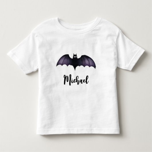 Personalisierter Name Niedlich Spooky Black Bat Ha Kleinkind T-shirt (Vorderseite)