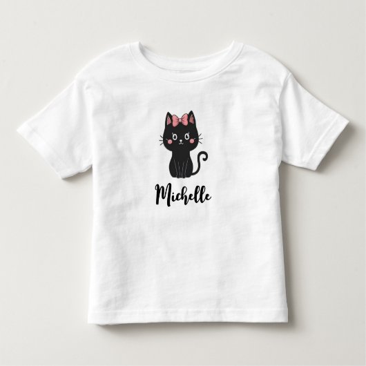 Personalisierter Name Niedlich Spooky Black Cat Ha Kleinkind T-shirt (Vorderseite)
