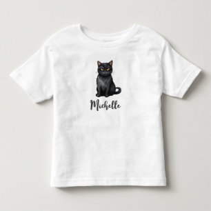 Personalisierter Name Niedlich Spooky Black Cat Ha Kleinkind T-shirt