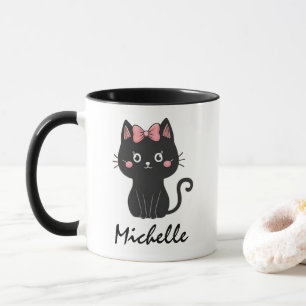 Personalisierter Name Niedlich Spooky Black Cat Ha Tasse
