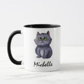 Personalisierter Name Niedlich Spooky Cat Hallowee Tasse (Links)