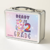 Personalisierter Name niedlich Unicorn 2. Metall Brotdose (Rückseite)