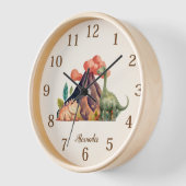 Personalisierter Name Niedlich Wasserfarbe Dinosau Uhr (Winkel)