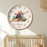 Personalisierter Name Niedlich Wasserfarbe Dinosau Uhr<br><div class="desc">Fügen Sie Ihrem Kinderzimmer eine Touch von prähistorischem Charme mit unserem Personalisierten Namen Niedlich Watercolor Dinosaurier Uhr hinzu! Die Uhr ist funktionell und angenehm, mit bezaubernden Aquarelle-Dinosaurier-Illustrationen. Unsere Uhr ist aus langlebigen Materialien gefertigt und ist so konzipiert, dass sie der spielerischen Energie der Kinder standhält. Die farbenfrohen Dinosaurier-Designs verleihen jeder...</div>