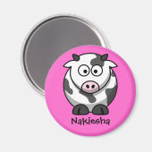 Personalisierter Name: Niedliche Cartoon Kuh Magnet (Vorderseite/Rückseite)