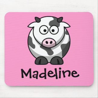Personalisierter Name - niedliche Cartoon-Kuh Mousepad