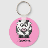 Personalisierter Name: Niedliche Cartoon Kuh Schlüsselanhänger (Vorderseite)