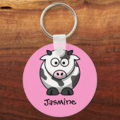Personalisierter Name: Niedliche Cartoon Kuh Schlüsselanhänger (Vorderseite)