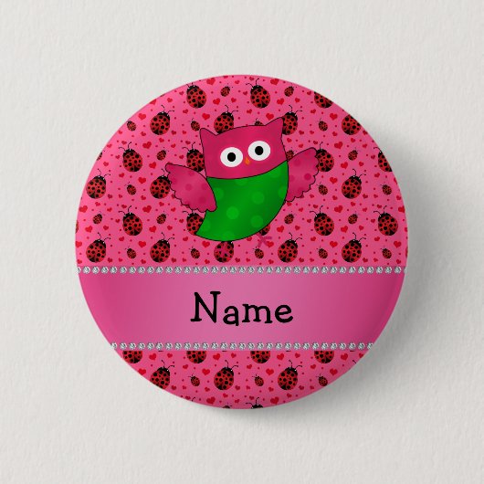 Personalisierter Name niedliche Eule Button (Vorderseite)