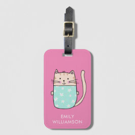 Personalisierter Name niedliche Katzendarstellung Gepäckanhänger