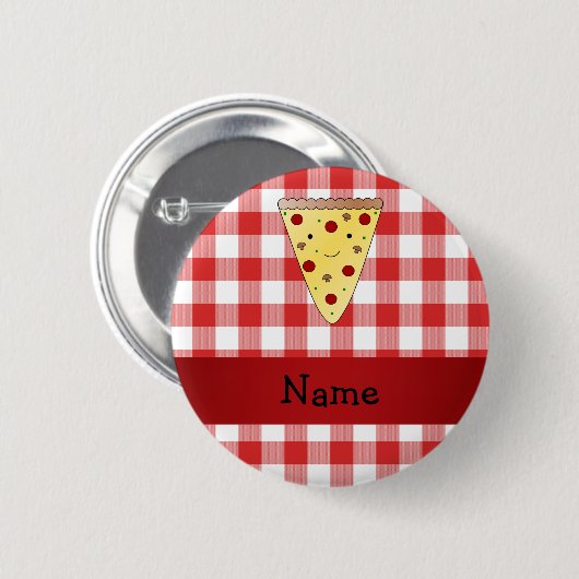 Personalisierter Name niedliche Pizzeria rot Button (Vorne & Hinten)