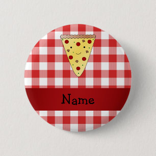 Personalisierter Name niedliche Pizzeria rot Button