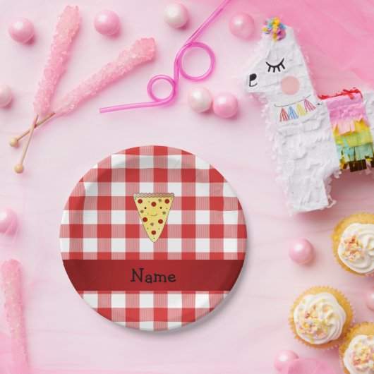 Personalisierter Name niedliche Pizzeria rot Pappteller (Party)
