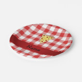 Personalisierter Name niedliche Pizzeria rot Pappteller (Schrägansicht)