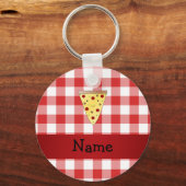 Personalisierter Name niedliche Pizzeria rot Schlüsselanhänger (Vorderseite)