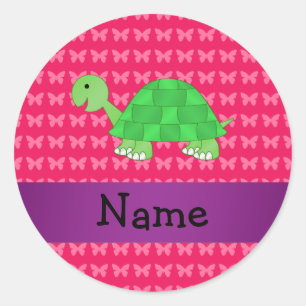 Personalisierter Name niedliche Schildkrötenschmet Runder Aufkleber