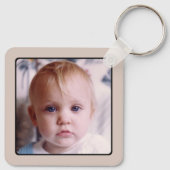 Personalisierter Name niedliche Seite 1 Foto grün Schlüsselanhänger (Rückseite)