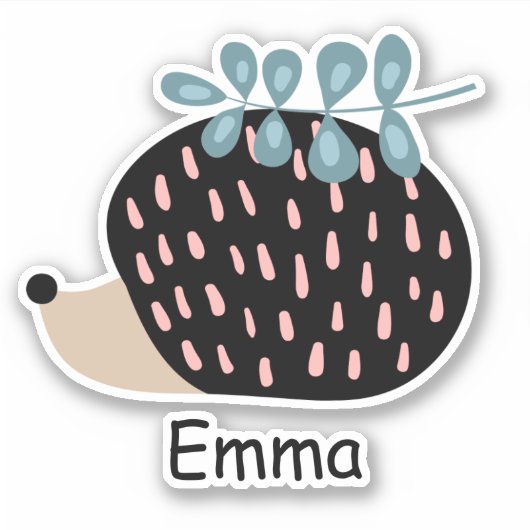 Personalisierter Name Niedlicher Igel Notebook-Lab Aufkleber (Vorderseite)