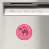 Personalisierter Name niedlicher Kamelrosa Polka-P Magnet (In Situ (Geschirrspüler))
