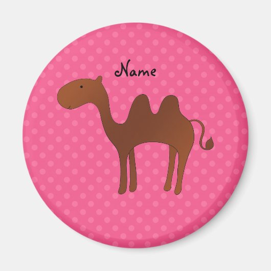 Personalisierter Name niedlicher Kamelrosa Polka-P Magnet (Vorne)