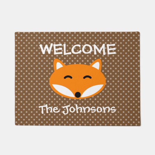 Personalisierter Name niedlicher Rotfuchs-Polka-Tü Fußmatte (Vorderseite)