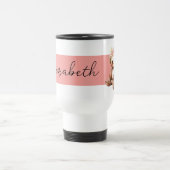 Personalisierter Name niedlicher schwarzer Rosa Reisebecher (Mittel)