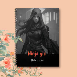 Personalisierter Name Ninja Girl Notebook Notizblock
