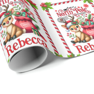 Personalisierter Name Nordpol-Lieferung Weihnachte Geschenkpapier
