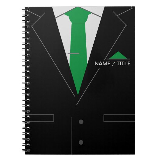 Personalisierter Name Notebook - Schwarzer Anzug u Notizblock (Vorderseite)