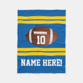 Personalisierter Name Nummer Blau/Gelb-Goldfußball Fleecedecke (Vorderseite)