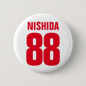 Personalisierter Name, Nummer und Farben. Sportfan Button (Vorderseite)
