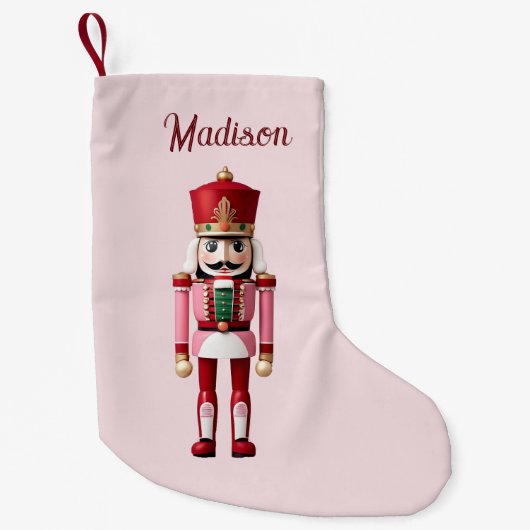 Personalisierter Name Nutcracker Rosa Weihnachten Kleiner Weihnachtsstrumpf (Vorderseite)