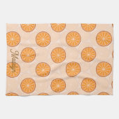 Personalisierter Name Obst orange und braun Geschirrtuch (Horizontal)