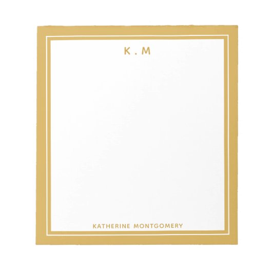 Personalisierter Name Ochre White Elegante Minimal Notizblock (Vorderseite)