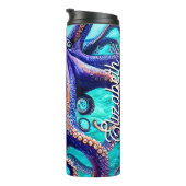 Personalisierter Name Octopus Blue Ocean Wave Abst Thermosbecher (Nach rechts gedreht)