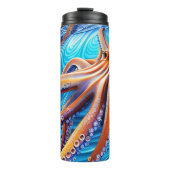 Personalisierter Name Octopus Blue Ocean Wave Thermosbecher (Vorderseite)