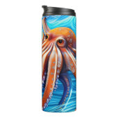 Personalisierter Name Octopus Blue Ocean Wave Thermosbecher (Nach rechts gedreht)