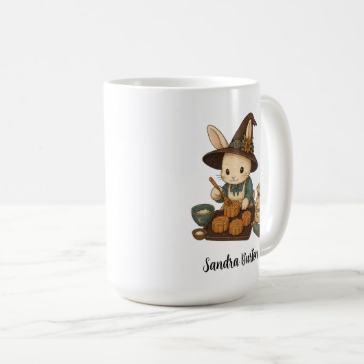 Personalisierter Name oder Text mit Bunny Bakery Kaffeetasse (VorderseiteRechts)