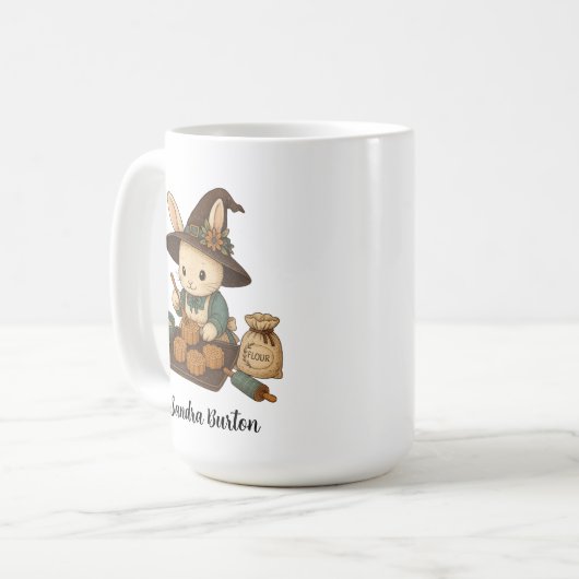 Personalisierter Name oder Text mit Bunny Bakery Kaffeetasse (Vorderseite Links)