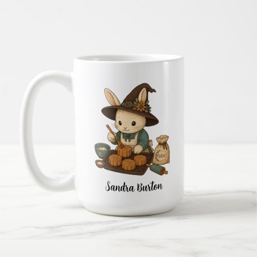 Personalisierter Name oder Text mit Bunny Bakery Kaffeetasse (Links)