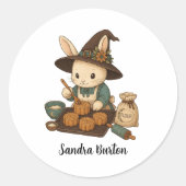 Personalisierter Name oder Text mit Bunny Bakery Runder Aufkleber (Vorderseite)