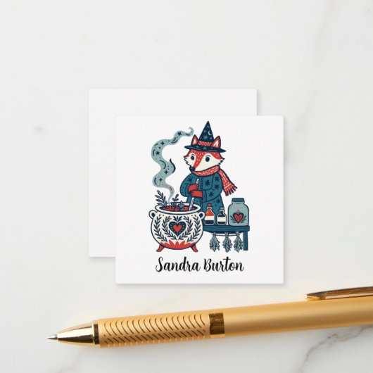 Personalisierter Name oder Text mit Fuchs-Kräutert Begleitkarte (Vorderseite/Rückseite Beispiel)