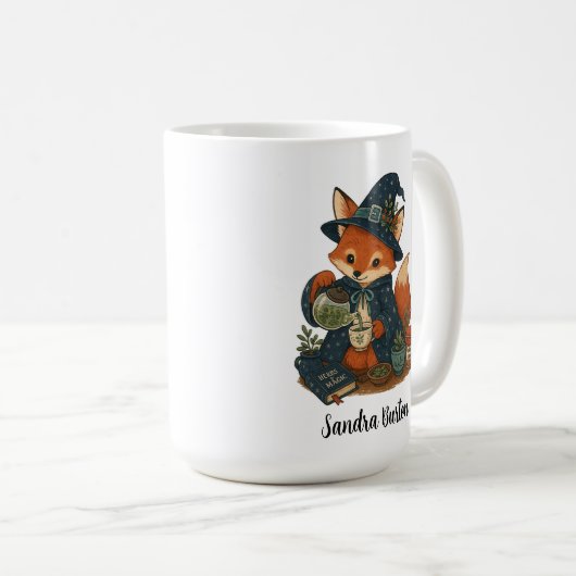 Personalisierter Name oder Text mit Fuchs-Tee  Kaffeetasse (VorderseiteRechts)