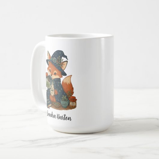Personalisierter Name oder Text mit Fuchs-Tee  Kaffeetasse (Vorderseite Links)